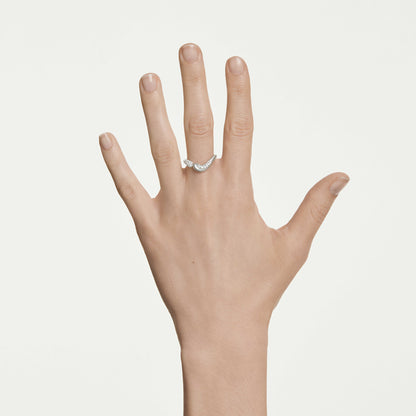 Anillo abierto Classica, Talla redonda, Blanco, Plata de ley