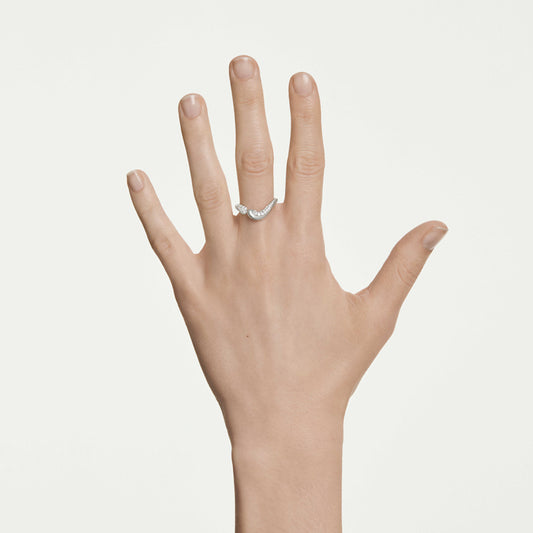 Anillo abierto Classica, Talla redonda, Blanco, Plata de ley