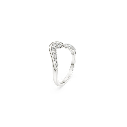 Anillo abierto Classica, Talla redonda, Blanco, Plata de ley