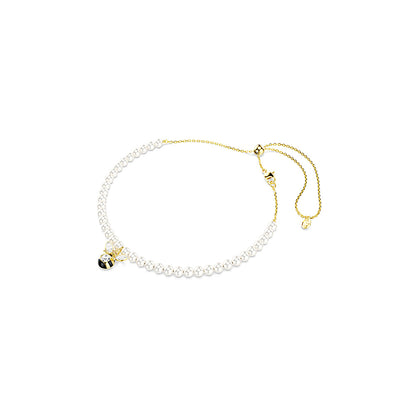 Gargantilla Idyllia, Perla de cristal, Tallas mixtas, Abeja, Blanca, Baño tono oro
