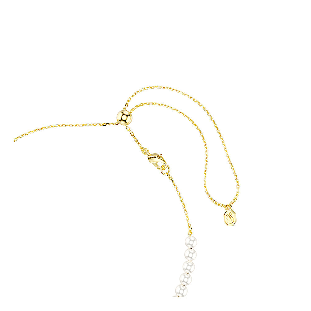Gargantilla Idyllia, Perla de cristal, Tallas mixtas, Abeja, Blanca, Baño tono oro