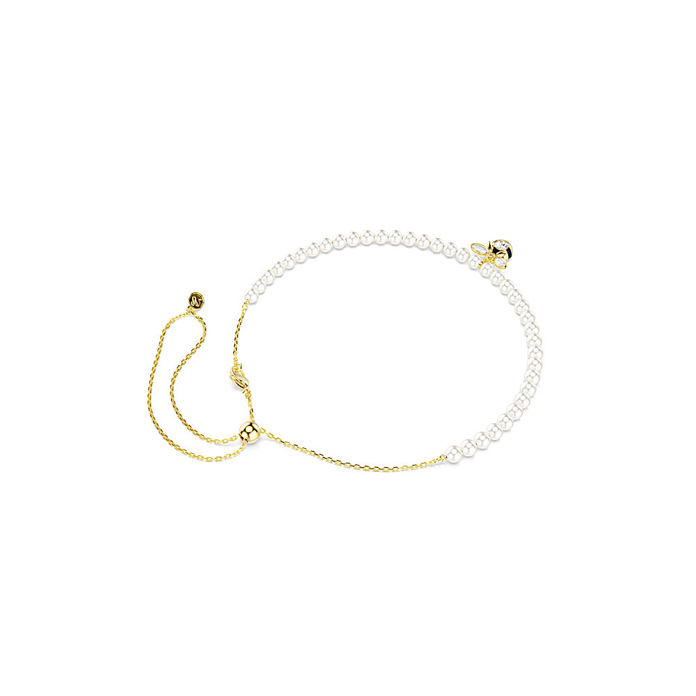 Gargantilla Idyllia, Perla de cristal, Tallas mixtas, Abeja, Blanca, Baño tono oro