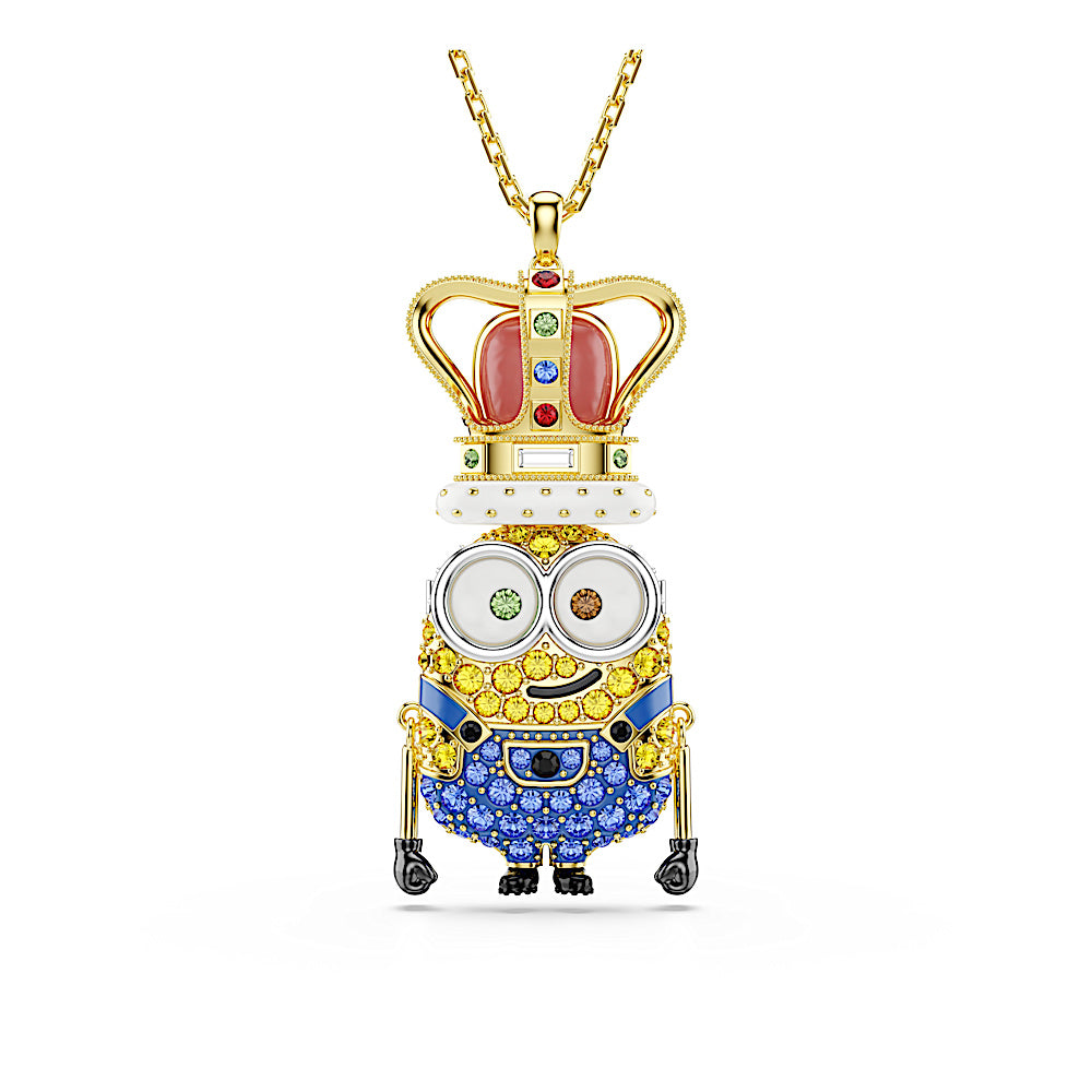 Colgante Minions King Bob, Pavé, Multicolor, Baño tono oro
