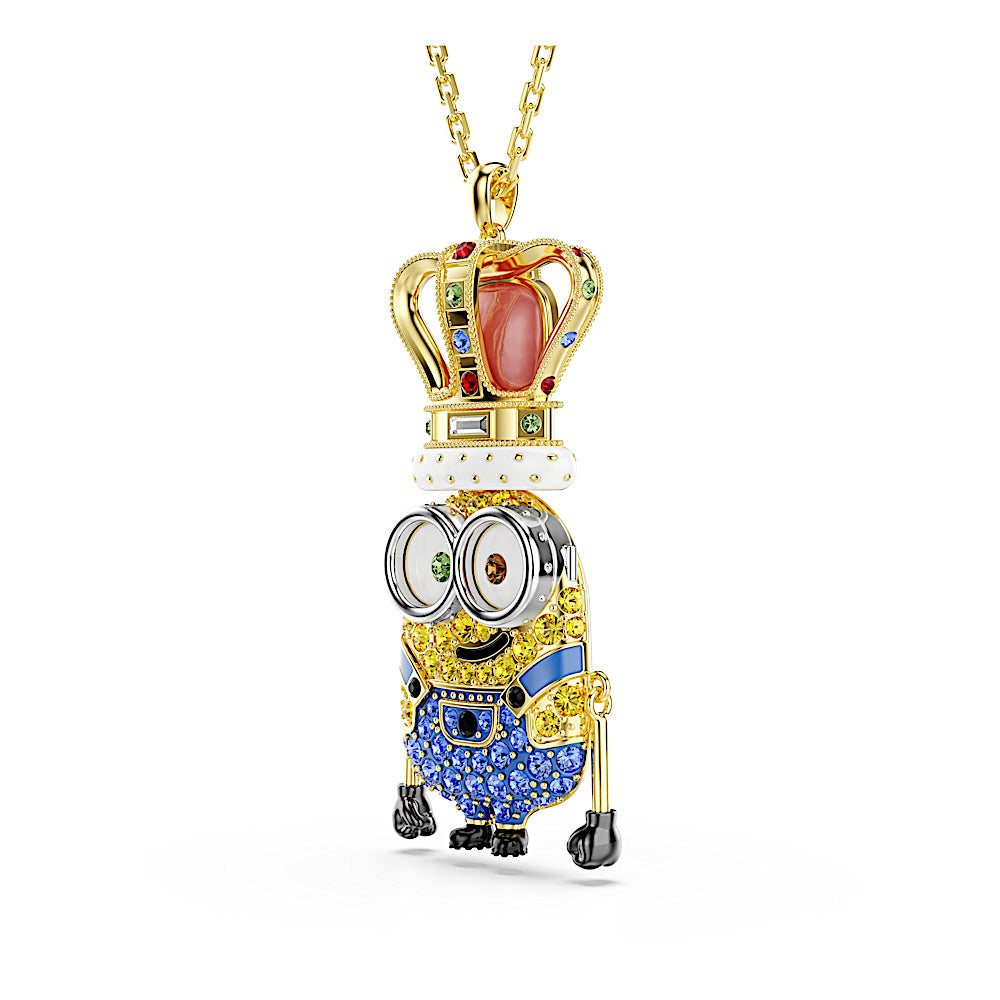 Colgante Minions King Bob, Pavé, Multicolor, Baño tono oro