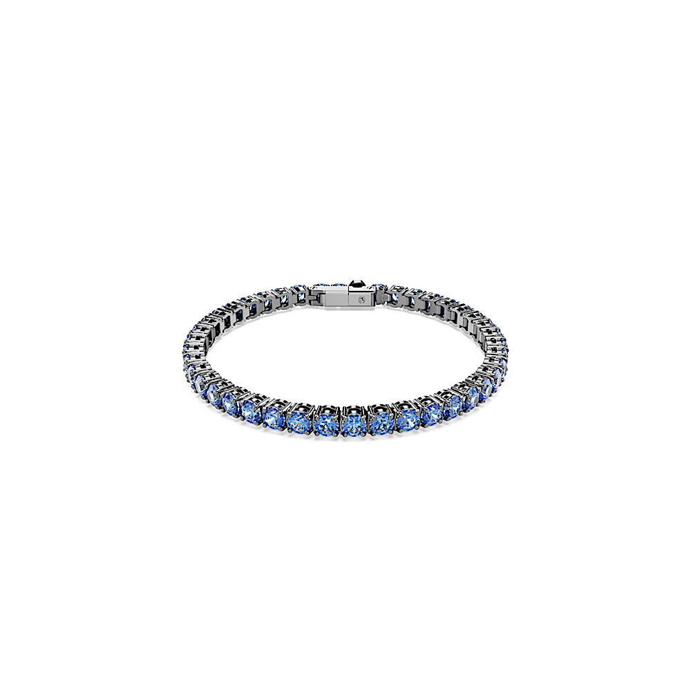 Pulsera Tennis Matrix, Talla redonda, Azul, Baño de rutenio