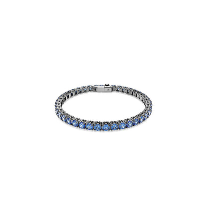 Pulsera Tennis Matrix, Talla redonda, Azul, Baño de rutenio