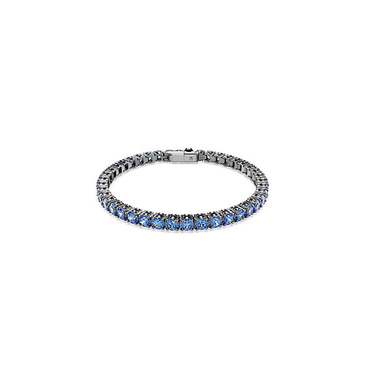 Pulsera Tennis Matrix, Talla redonda, Azul, Baño de rutenio