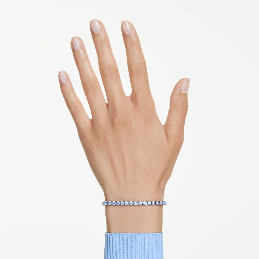 Pulsera Tennis Matrix, Talla redonda, Azul, Baño de rutenio