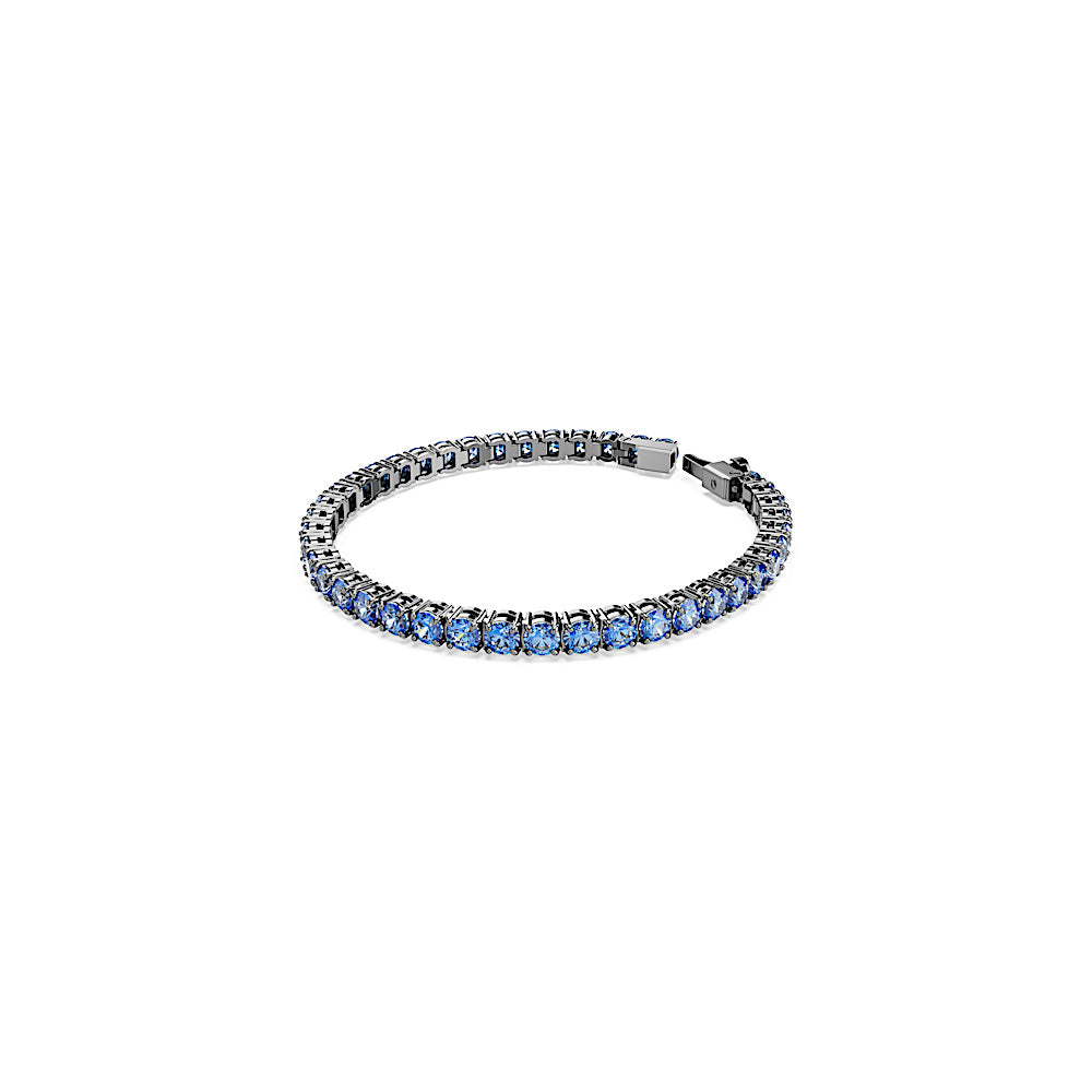 Pulsera Tennis Matrix, Talla redonda, Azul, Baño de rutenio