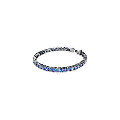 Pulsera Tennis Matrix, Talla redonda, Azul, Baño de rutenio