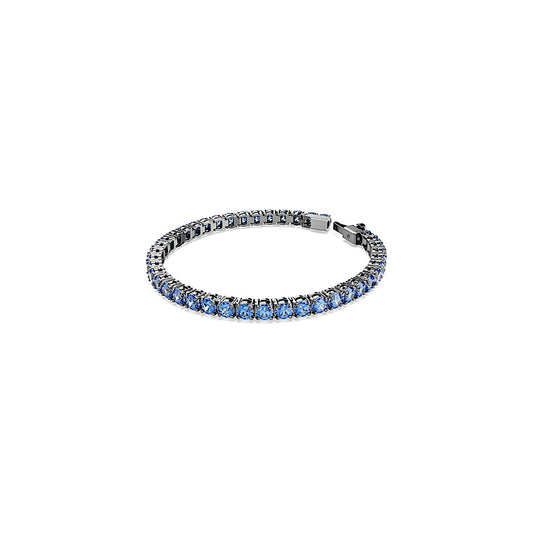 Pulsera Tennis Matrix, Talla redonda, Azul, Baño de rutenio