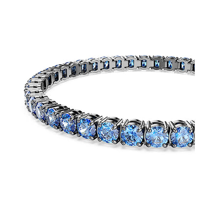 Pulsera Tennis Matrix, Talla redonda, Azul, Baño de rutenio