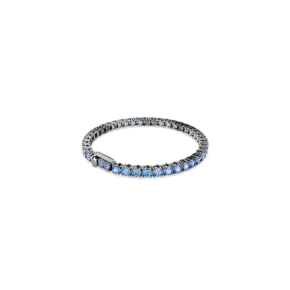 Pulsera Tennis Matrix, Talla redonda, Azul, Baño de rutenio