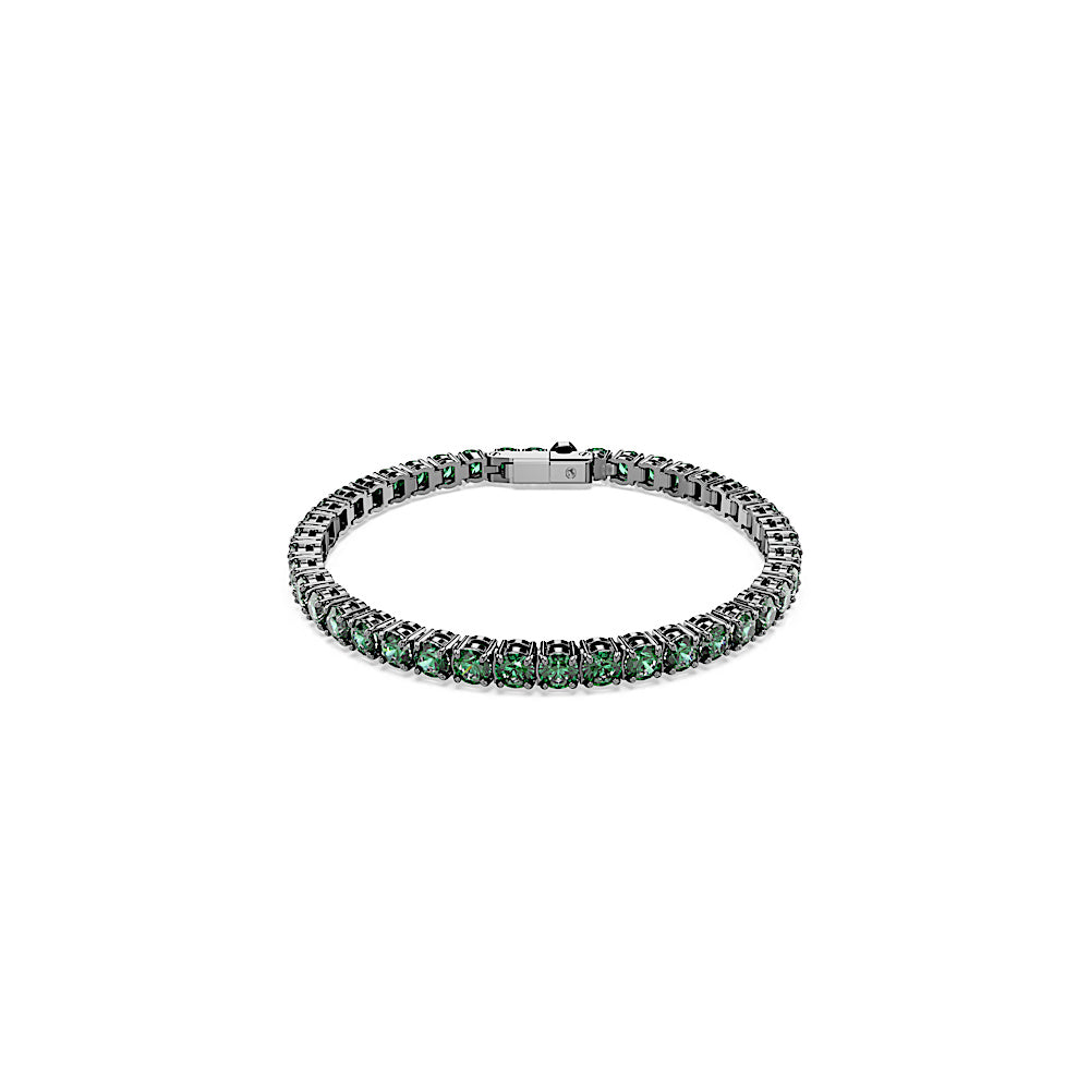 Pulsera Tennis Matrix, Talla redonda, Verde, Baño de rutenio