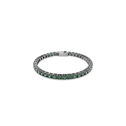 Pulsera Tennis Matrix, Talla redonda, Verde, Baño de rutenio