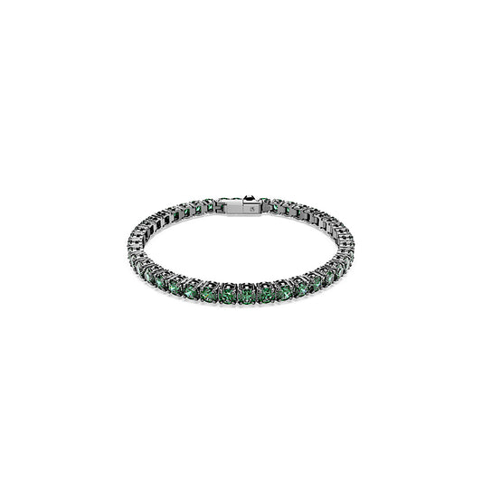 Pulsera Tennis Matrix, Talla redonda, Verde, Baño de rutenio
