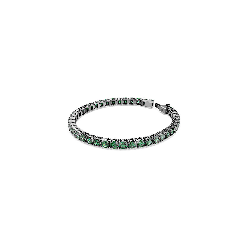 Pulsera Tennis Matrix, Talla redonda, Verde, Baño de rutenio