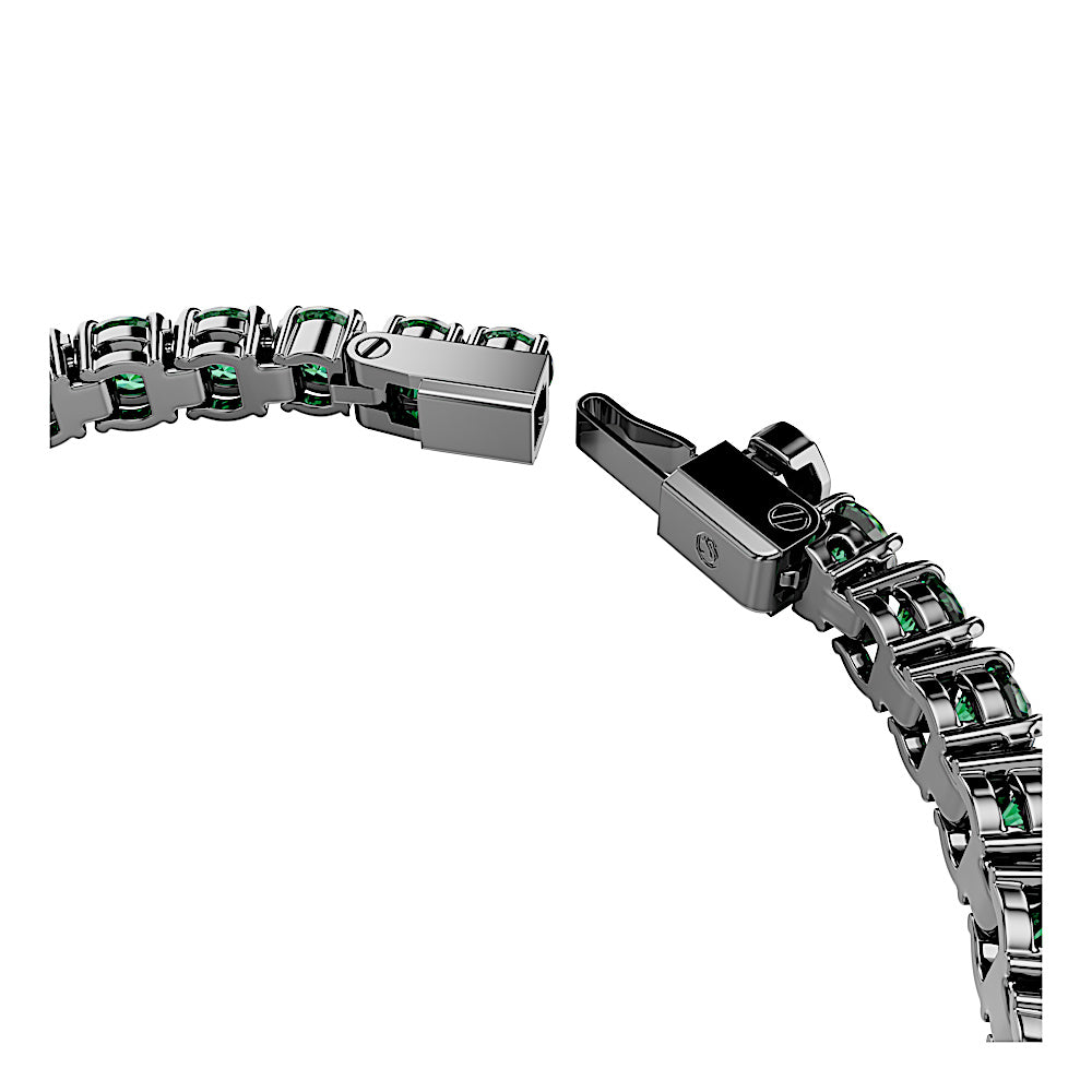 Pulsera Tennis Matrix, Talla redonda, Verde, Baño de rutenio