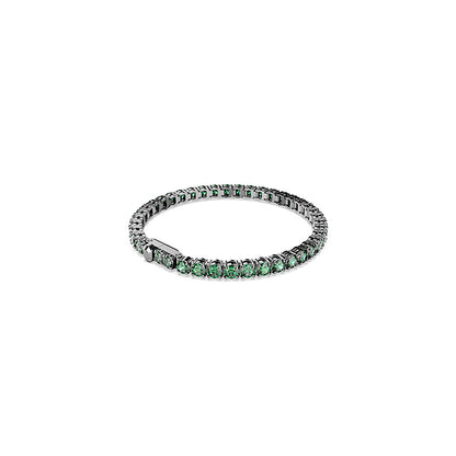 Pulsera Tennis Matrix, Talla redonda, Verde, Baño de rutenio