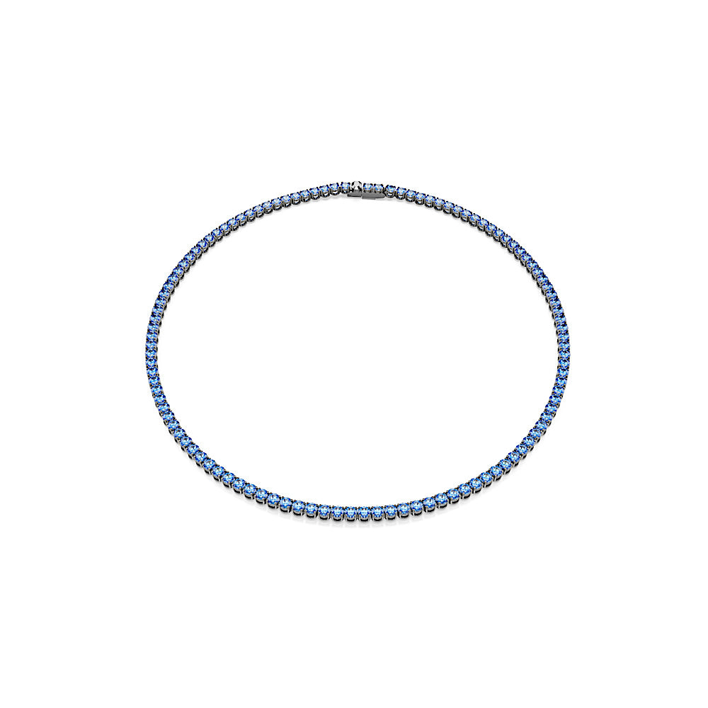 Collar Tennis Matrix, Talla redonda, Azul, Baño de rutenio