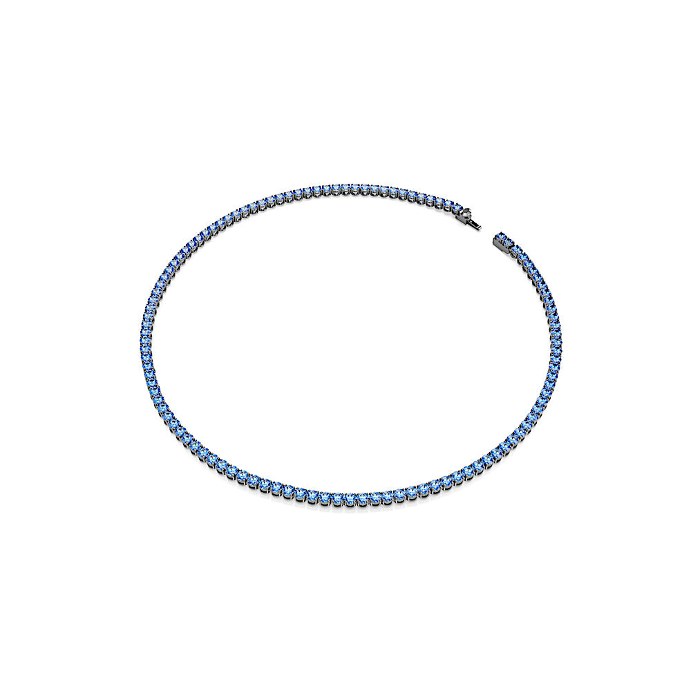 Collar Tennis Matrix, Talla redonda, Azul, Baño de rutenio