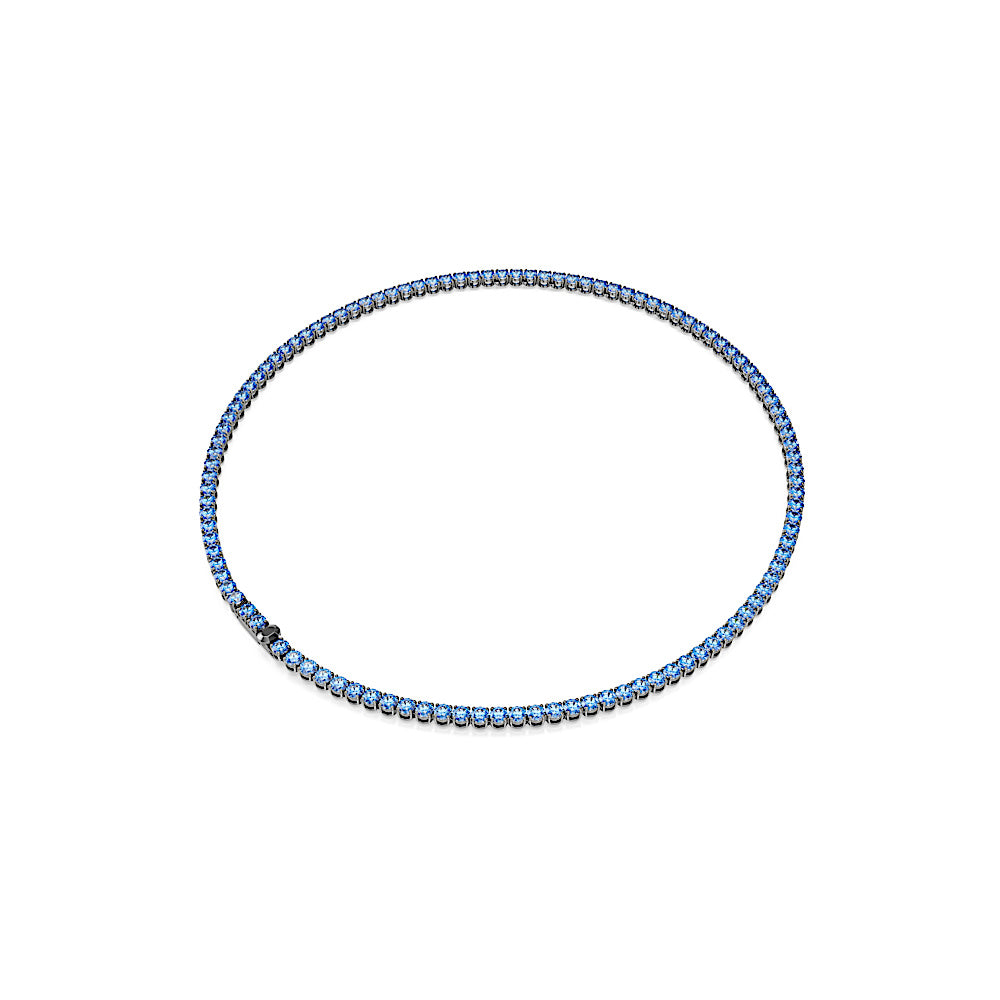 Collar Tennis Matrix, Talla redonda, Azul, Baño de rutenio