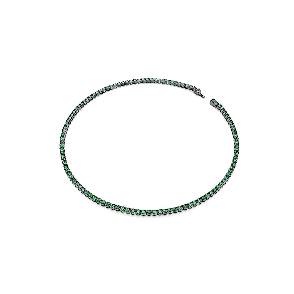 Collar Tennis Matrix, Talla redonda, Verde, Baño de rutenio