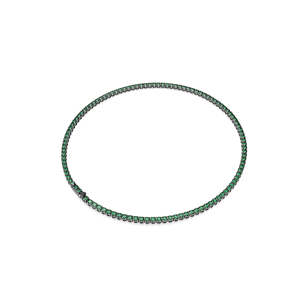 Collar Tennis Matrix, Talla redonda, Verde, Baño de rutenio