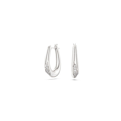 Pendientes de aro Classica, Talla redonda, Pequeños, Blancos, Plata de ley