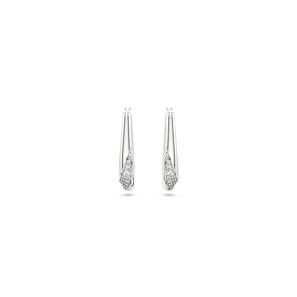 Pendientes de aro Classica, Talla redonda, Pequeños, Blancos, Plata de ley