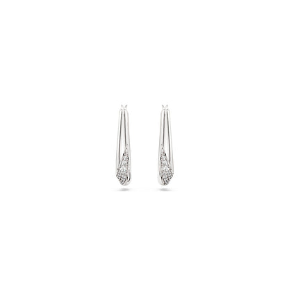 Pendientes de aro Classica, Talla redonda, Pequeños, Blancos, Plata de ley