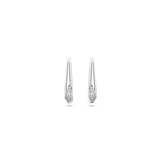 Pendientes de aro Classica, Talla redonda, Pequeños, Blancos, Plata de ley