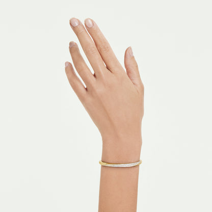 Brazalete Classica, Talla redonda, Blanco, Plata de ley, acabado en oro de 18 quilates