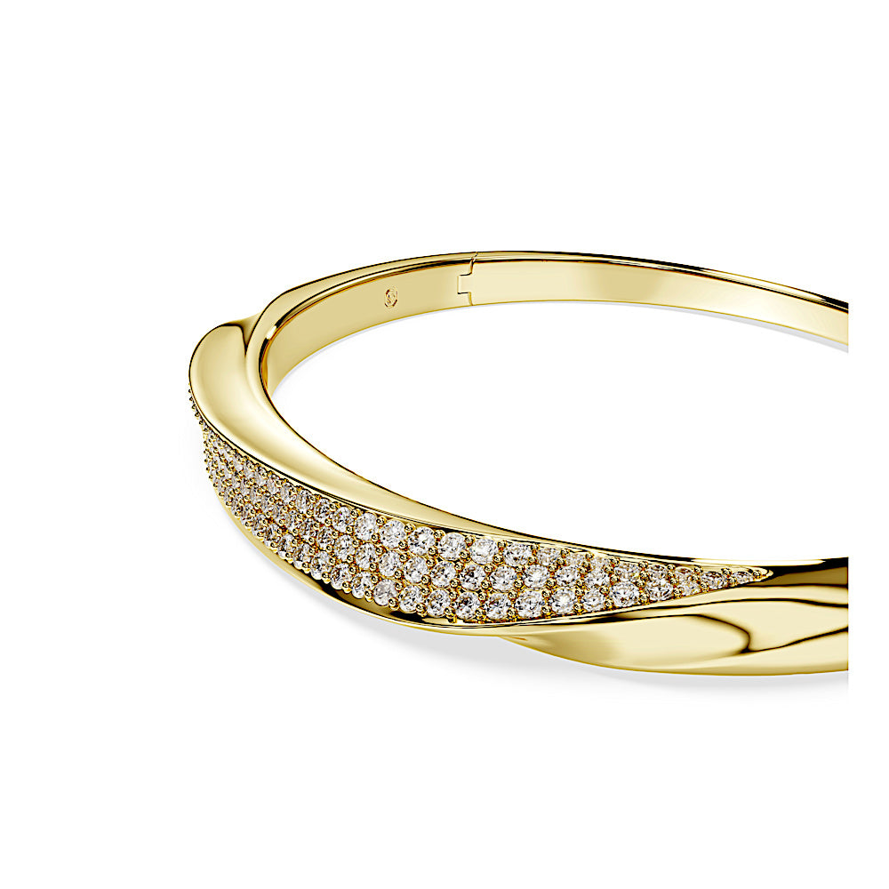 Brazalete Classica, Talla redonda, Blanco, Plata de ley, acabado en oro de 18 quilates