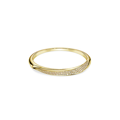 Brazalete Classica, Talla redonda, Blanco, Plata de ley, acabado en oro de 18 quilates