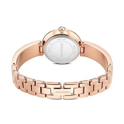 Reloj Matrix pearl bangle, Fabricado en Suiza, Pulsera de cristal, Negro, Acabado tono oro rosa
