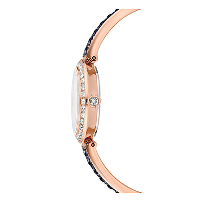 Reloj Matrix pearl bangle, Fabricado en Suiza, Pulsera de cristal, Negro, Acabado tono oro rosa