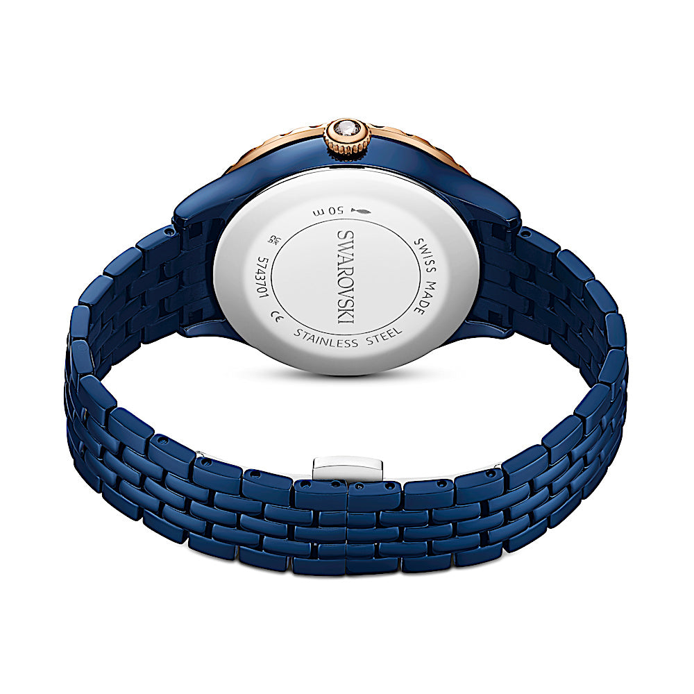 Reloj Octea moon, Fabricado en Suiza, Brazalete de metal, Azul, Acabado en azul