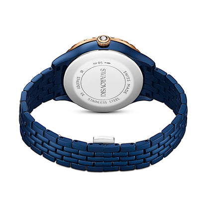 Reloj Octea moon, Fabricado en Suiza, Brazalete de metal, Azul, Acabado en azul
