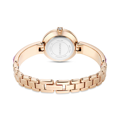 Reloj Matrix bangle, Fabricado en Suiza, Pulsera de cristal, Morado, Acabado tono oro champán