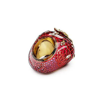 Anillo con motivo Idyllia, Tallas mixtas, Fresa, Rojo, Baño tono oro