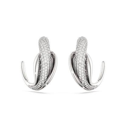 Pendientes de aro Classica, Arte, Talla redonda, Blancos, Plata de ley
