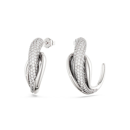 Pendientes de aro Classica, Arte, Talla redonda, Blancos, Plata de ley