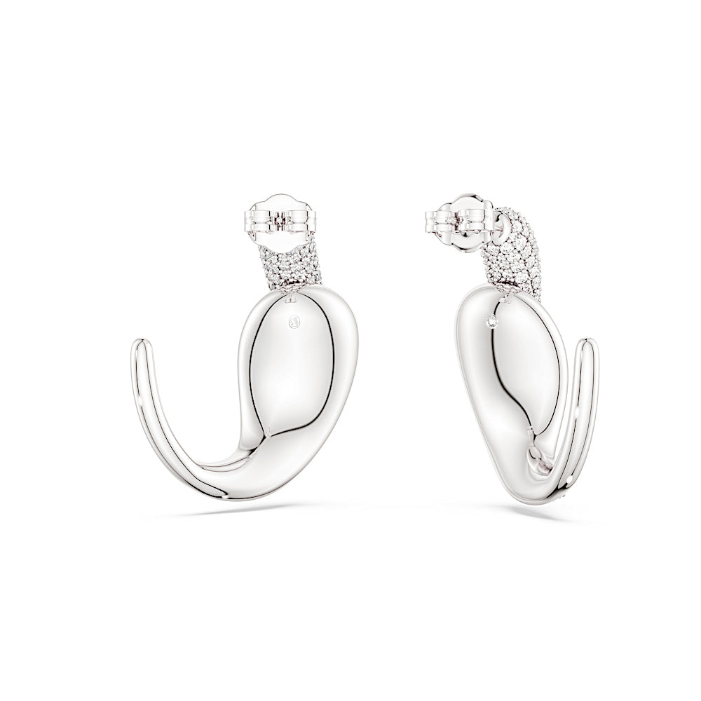 Pendientes de aro Classica, Arte, Talla redonda, Blancos, Plata de ley