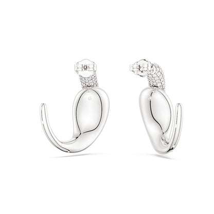 Pendientes de aro Classica, Arte, Talla redonda, Blancos, Plata de ley