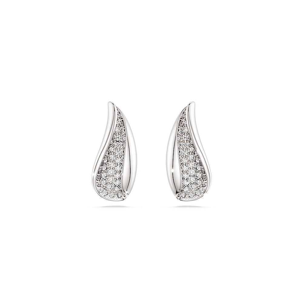 Pendientes Classica, Talla redonda, Blancos, Plata de ley