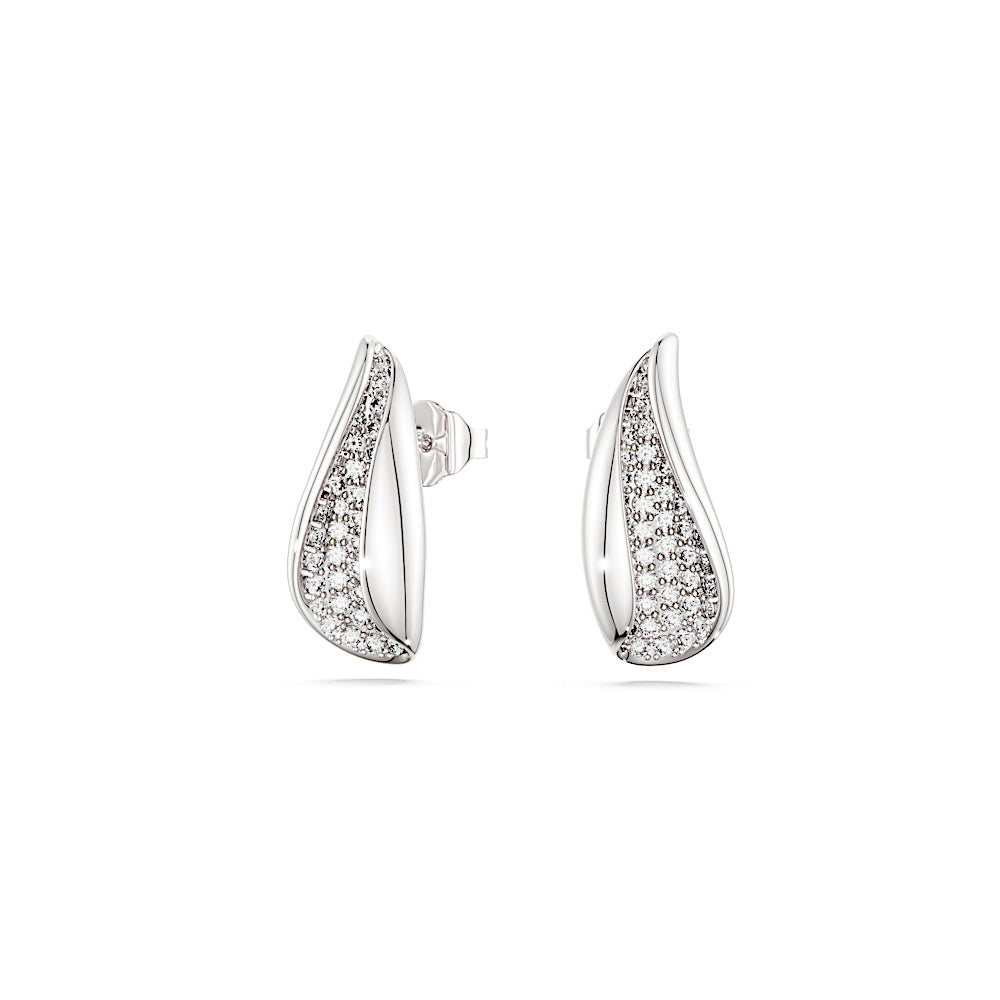 Pendientes Classica, Talla redonda, Blancos, Plata de ley