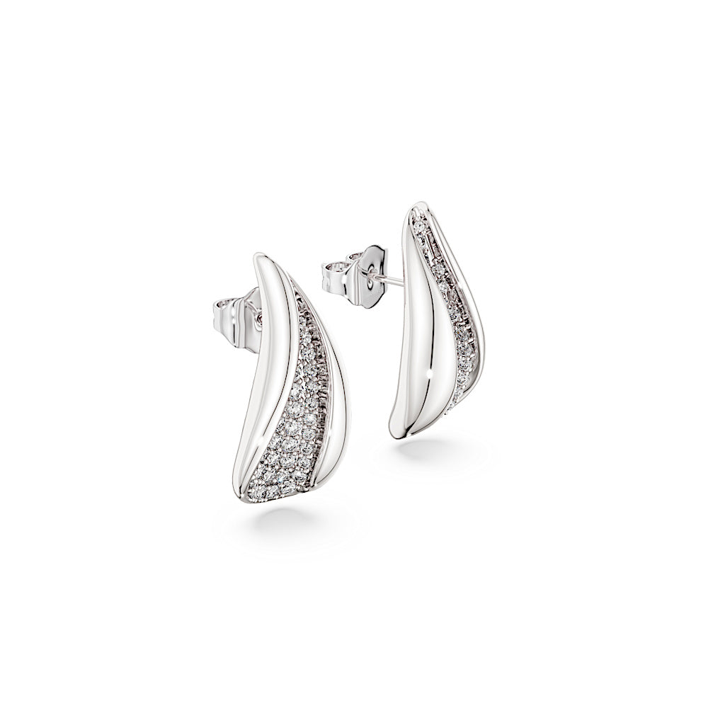 Pendientes Classica, Talla redonda, Blancos, Plata de ley