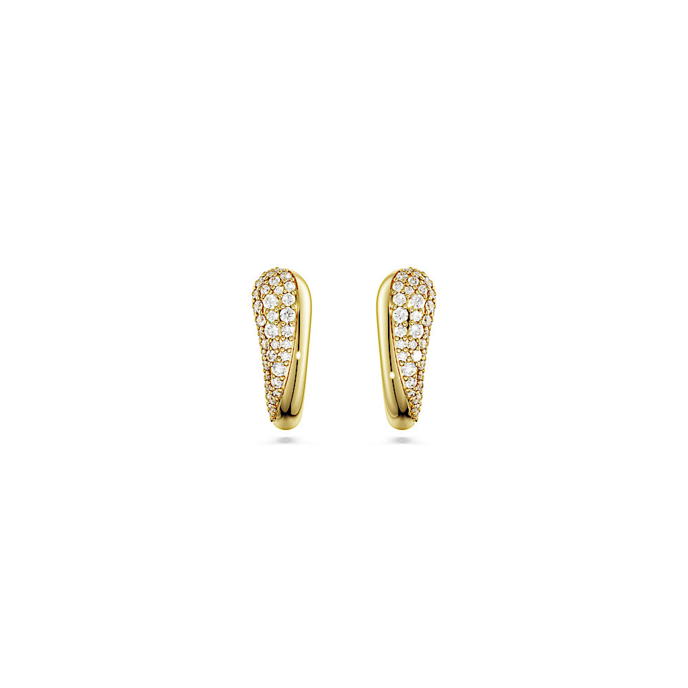 Pendientes de aro Classica, Talla redonda, Blancos, Plata de ley, acabado en oro de 18 quilates