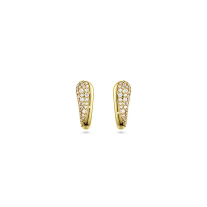 Pendientes de aro Classica, Talla redonda, Blancos, Plata de ley, acabado en oro de 18 quilates